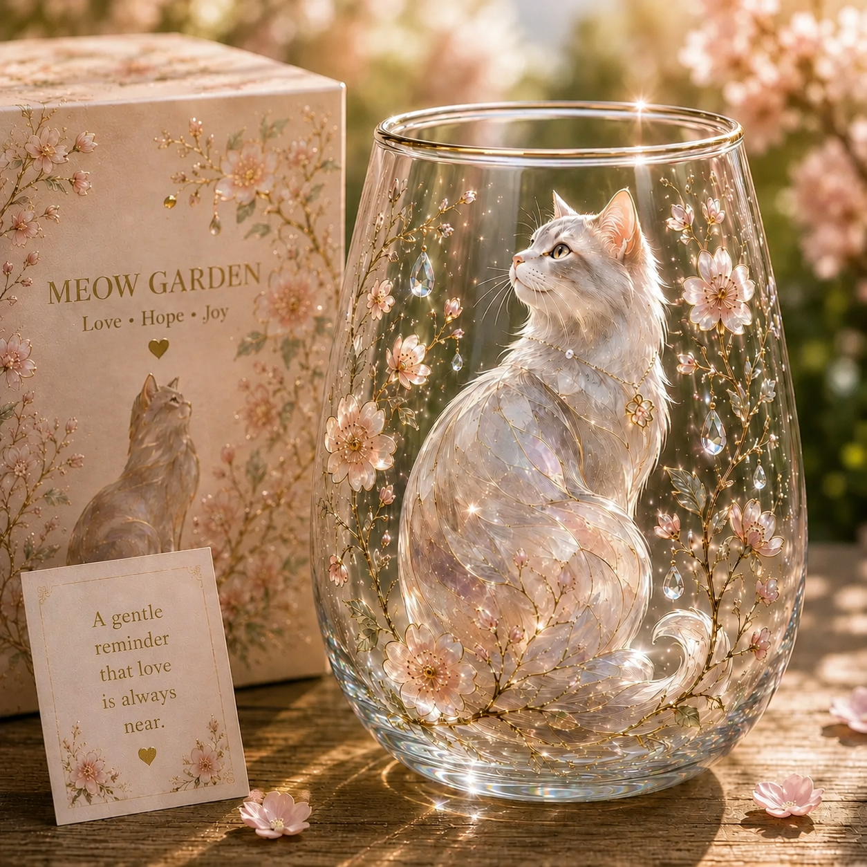 🐱 3D Crystal Cat Garden Glass Cup