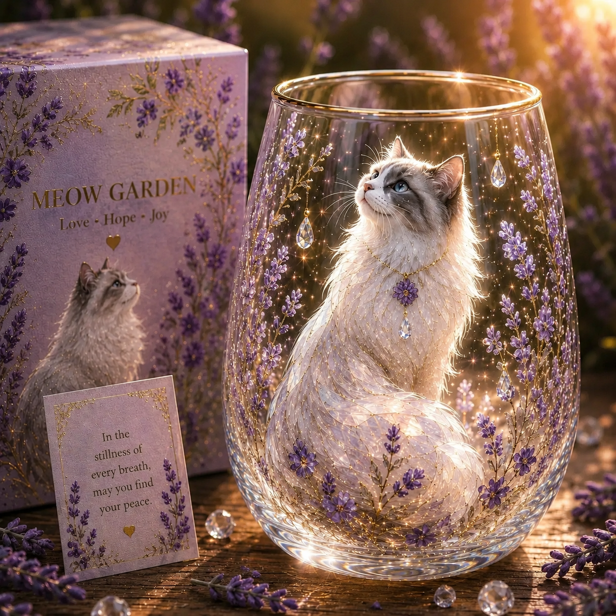 🐱 3D Crystal Cat Garden Glass Cup