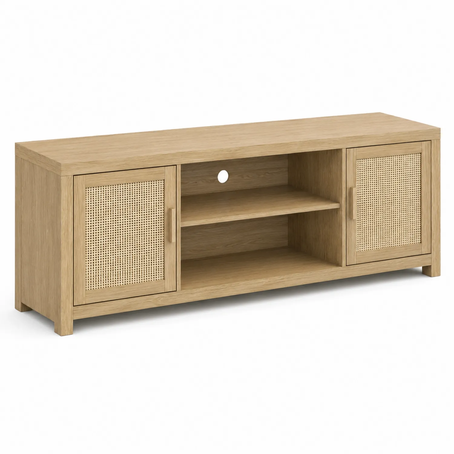 Szafka RTV z dwiema drzwiczkami z MDF i rattanem 120x40x50 cm-Velessanest