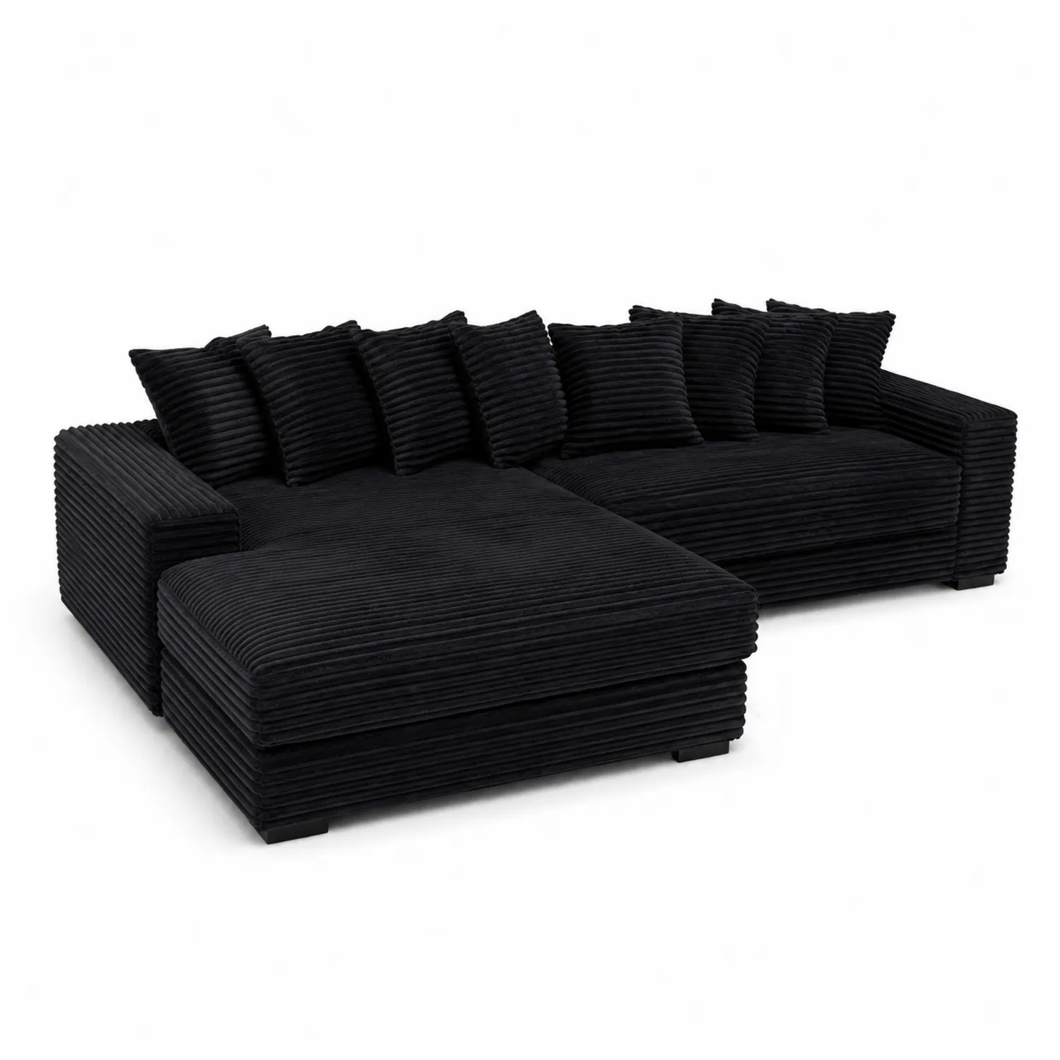 Czarna sofa narożna z weluru-Velessanest