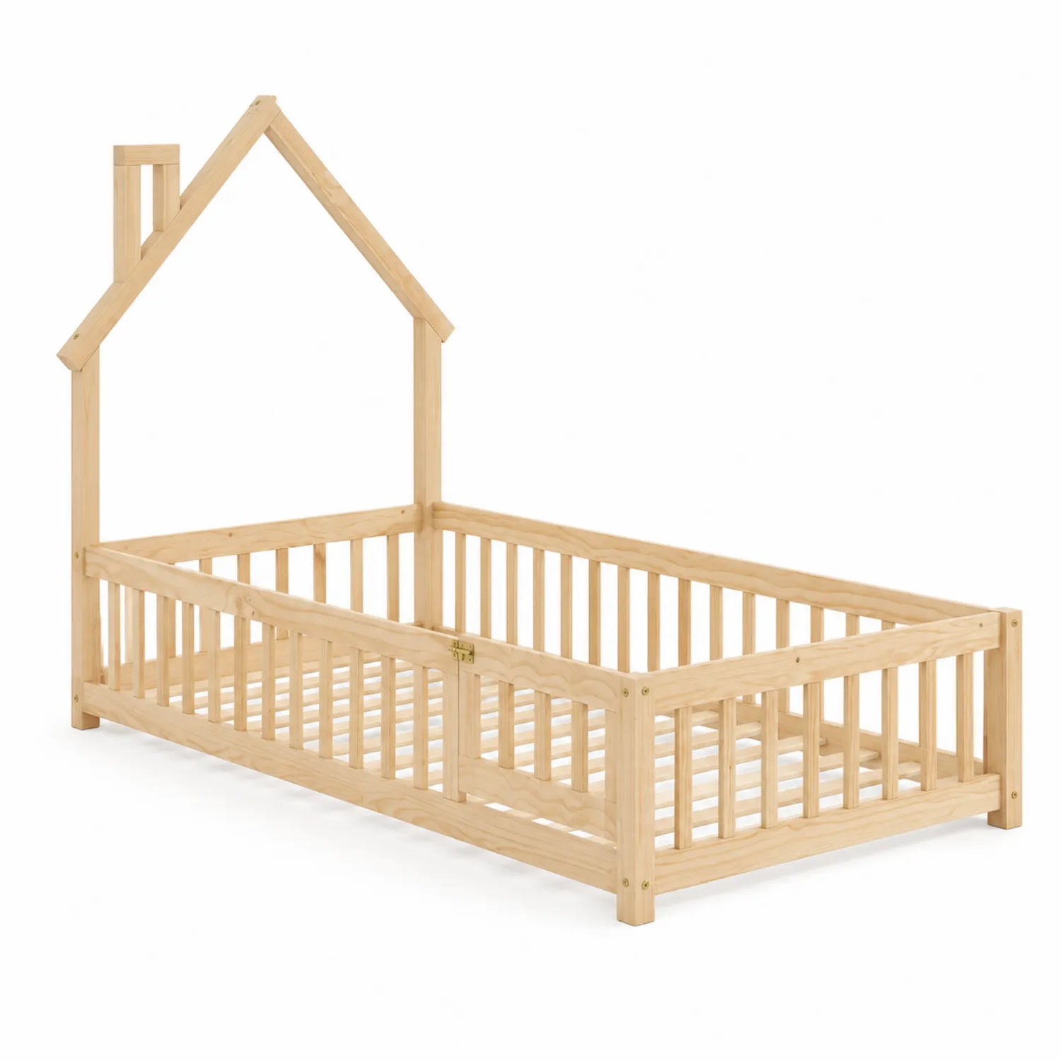 Łóżko dziecięce domek z drewna sosnowego 200x90 cm-Velessanest