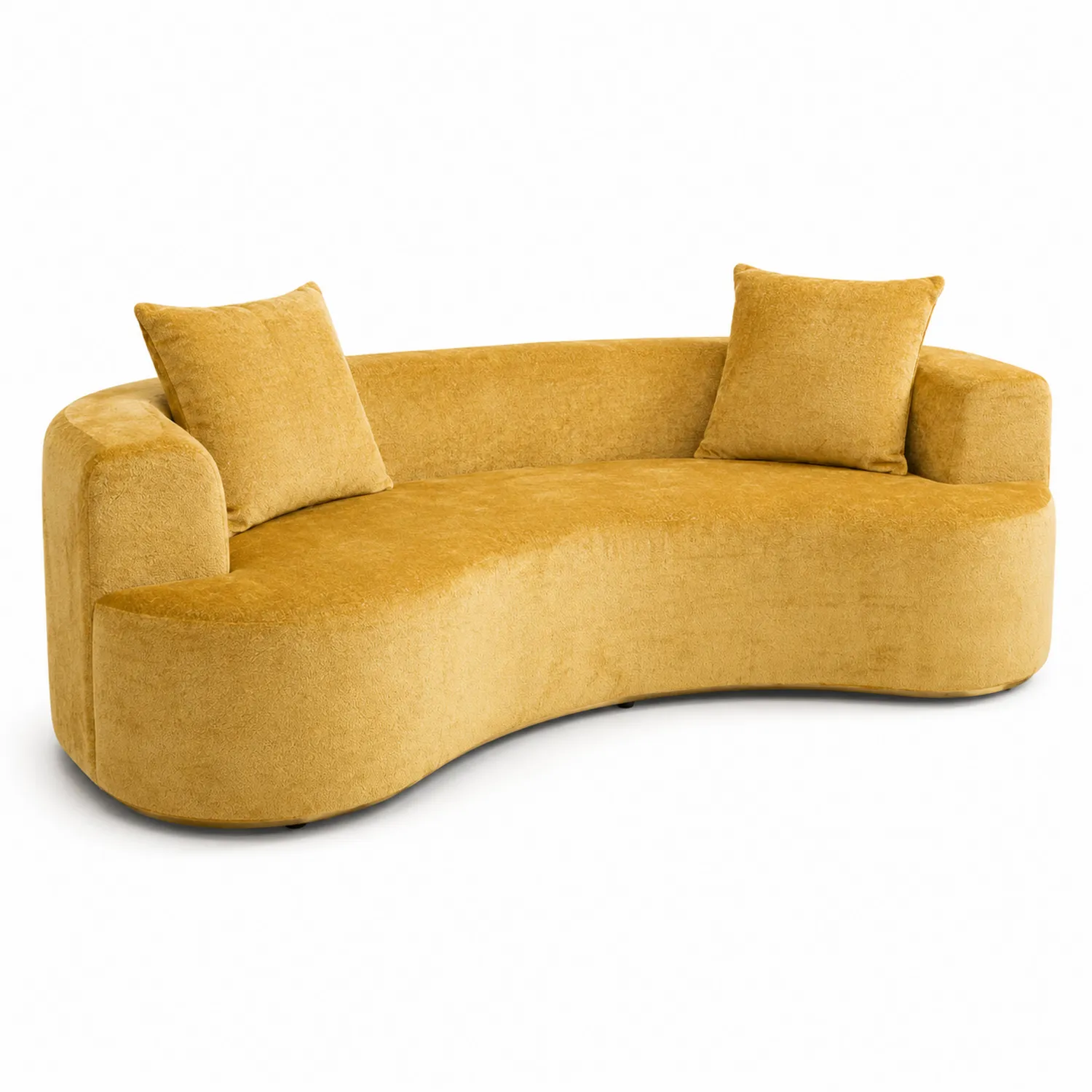 Sofa Zakrzywiona Tapicerowana Musztardowa 250cm-Velessanest