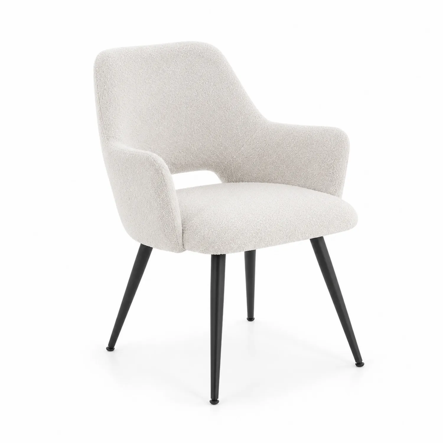 Krzesło z podłokietnikami z tkaniny bouclé 80 cm-Velessanest