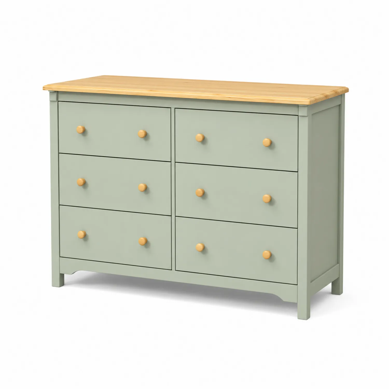 Komoda z 6 szufladami MDF, 120cm, Zielona/Drewniana-Velessanest
