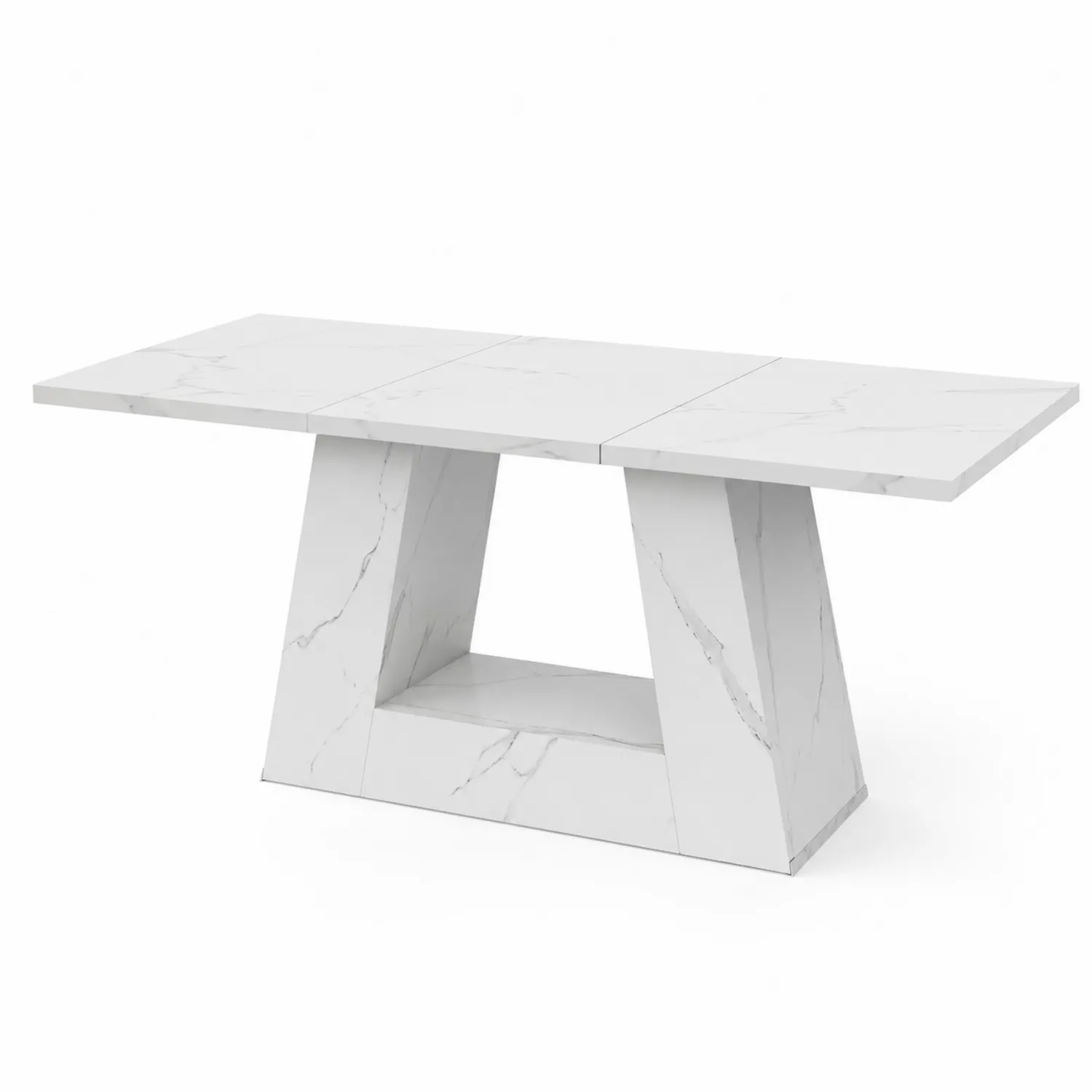 Stół jadalniany z kompozytu marmurowego biały 180x90 cm-Velessanest