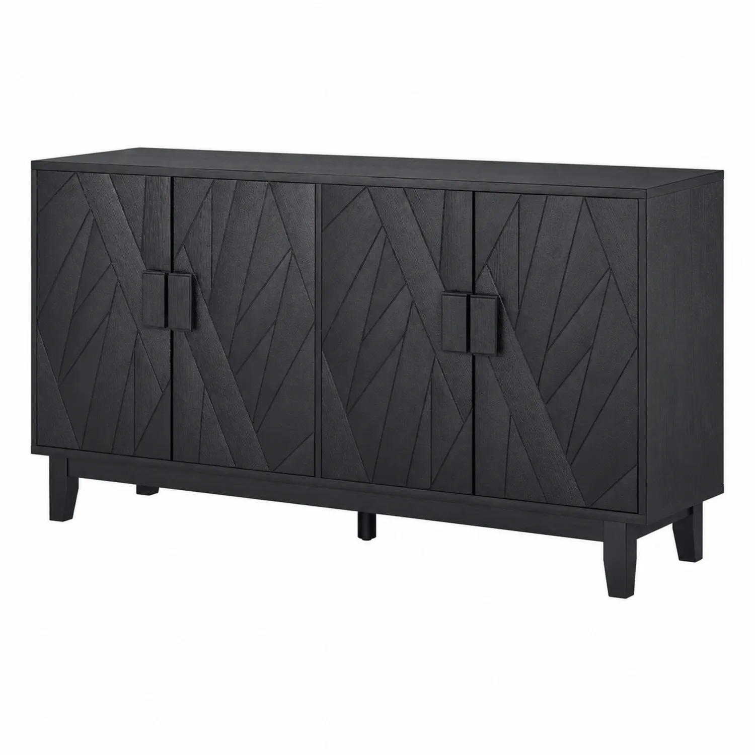 Kredens drewniany czarny z drewna bukowego 4 drzwi 160 cm-Velessanest