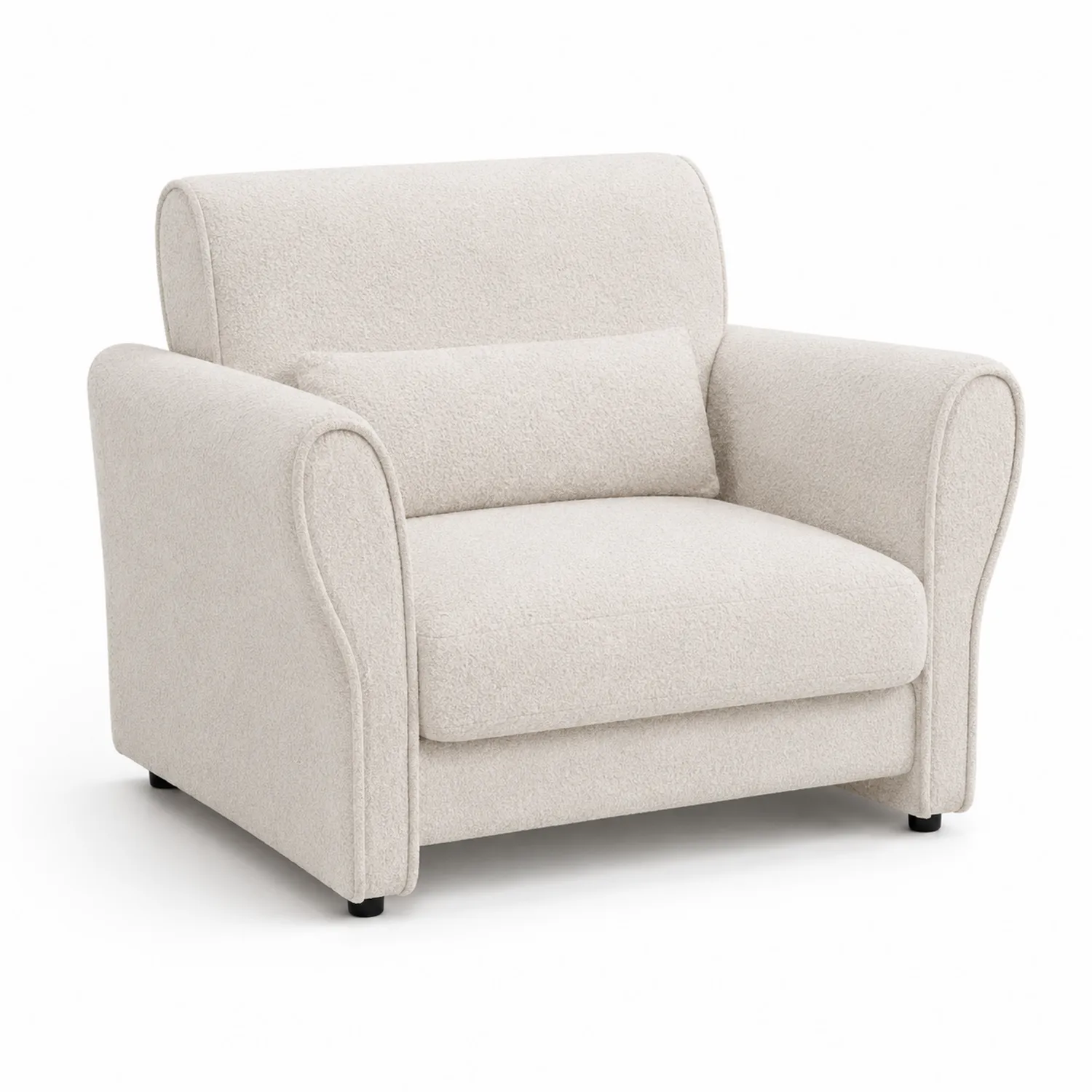 Fotel Bouclé Kremowy z Poduszką 100x90x85 cm-Velessanest