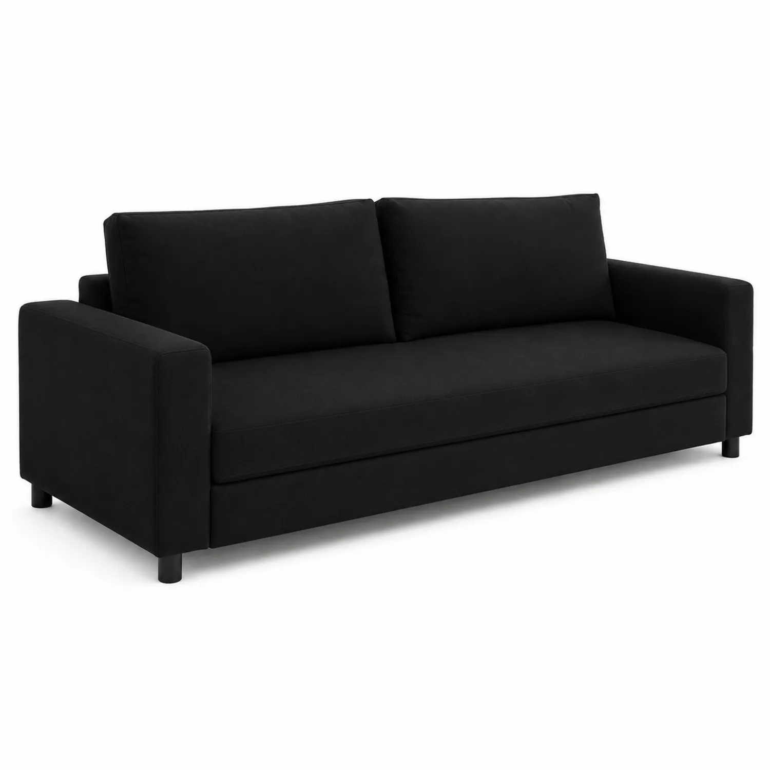 Czarna sofa trzyosobowa z tkaniny poliestrowej-Velessanest