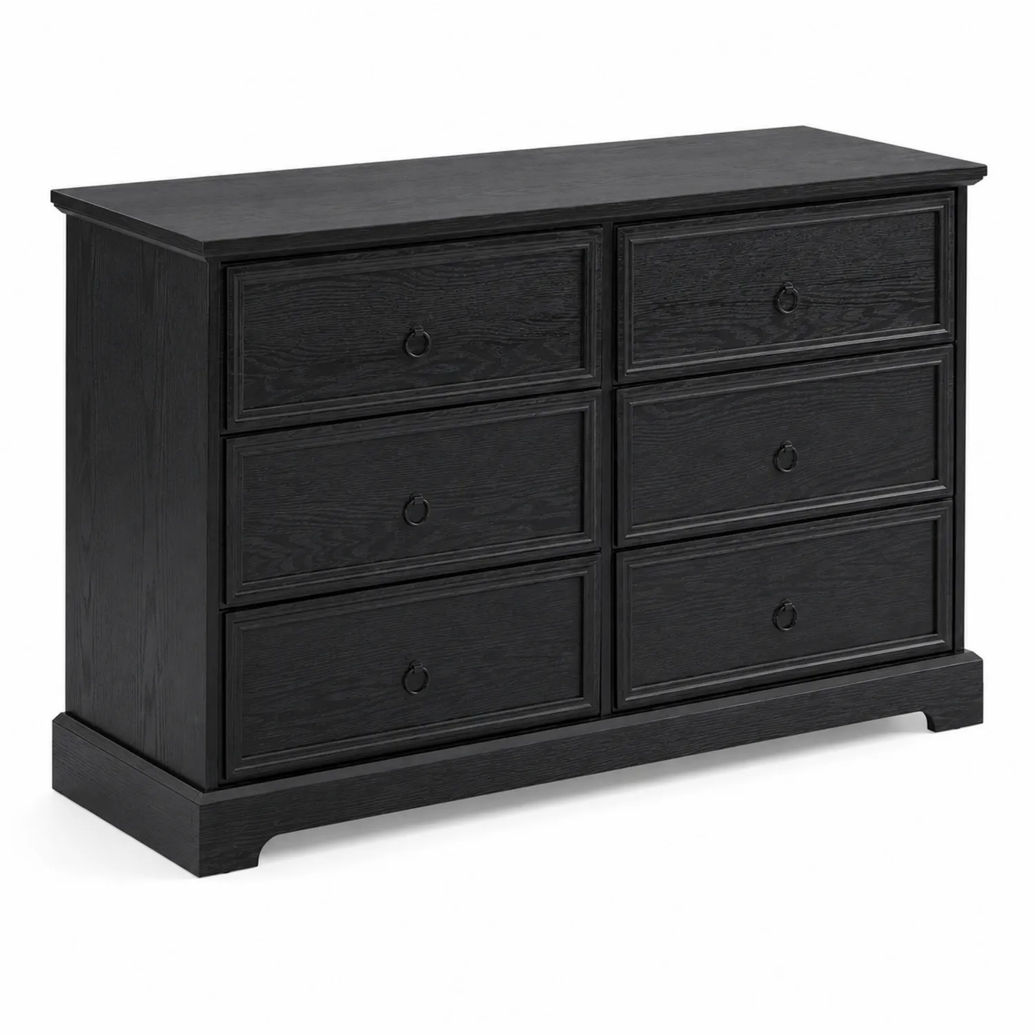 Komoda czarna z 6 szufladami z drewna dębowego 120cm x 80cm x 40cm-Velessanest