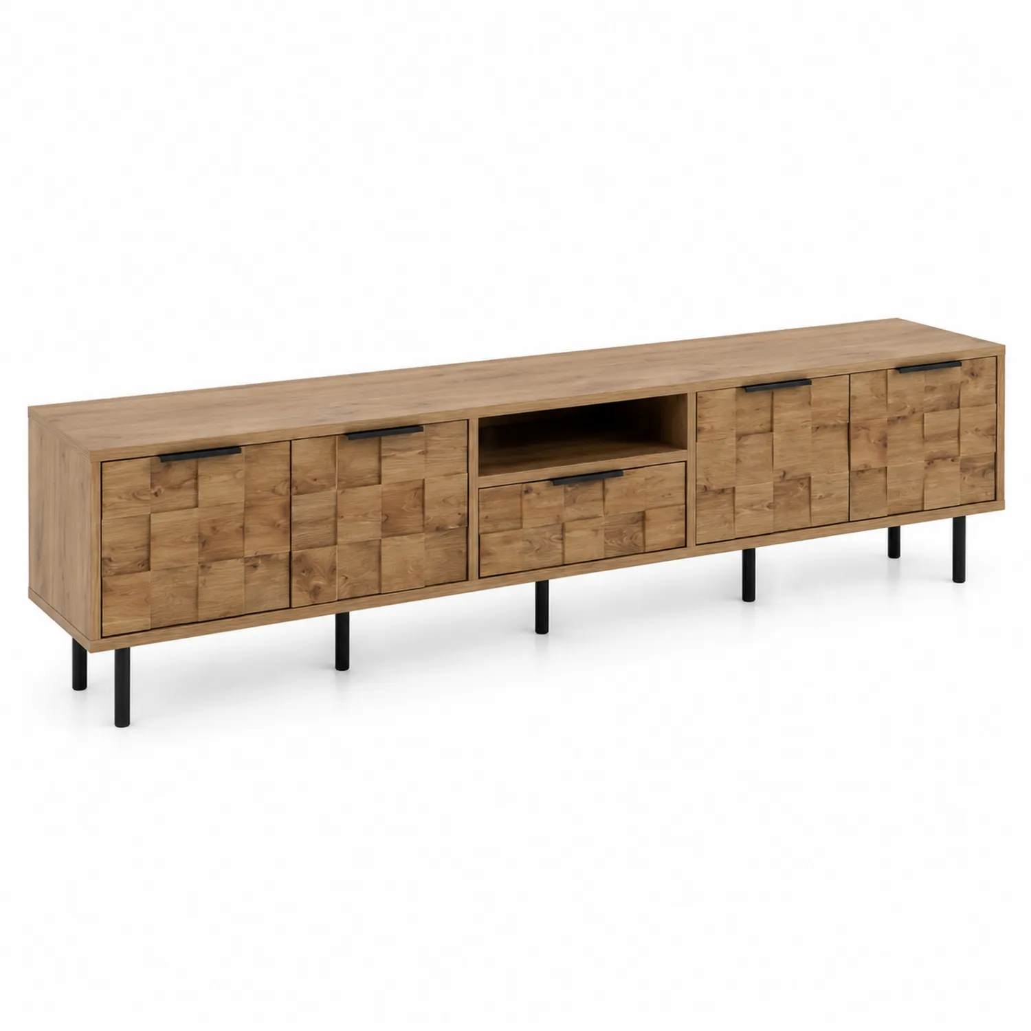 Drewniana szafka RTV dębowa z metalowymi nóżkami 200x40x50 cm-Velessanest