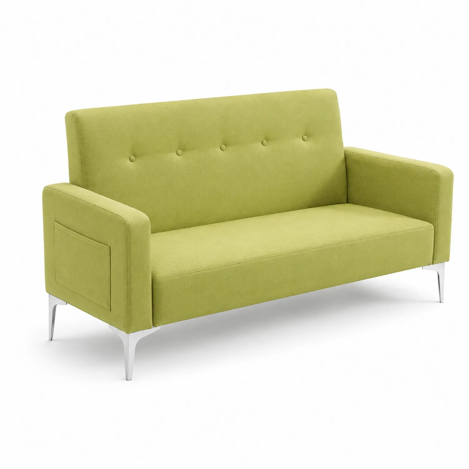 Sofa trzyosobowa z poliestru z metalowymi nogami Zielona-Velessanest