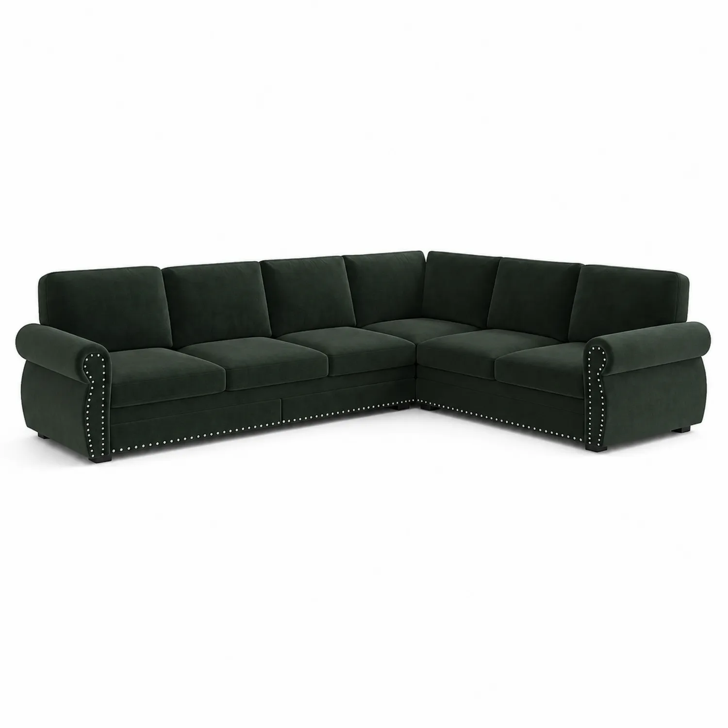 Narożna sofa z tkaniny w kolorze zielonym-Velessanest