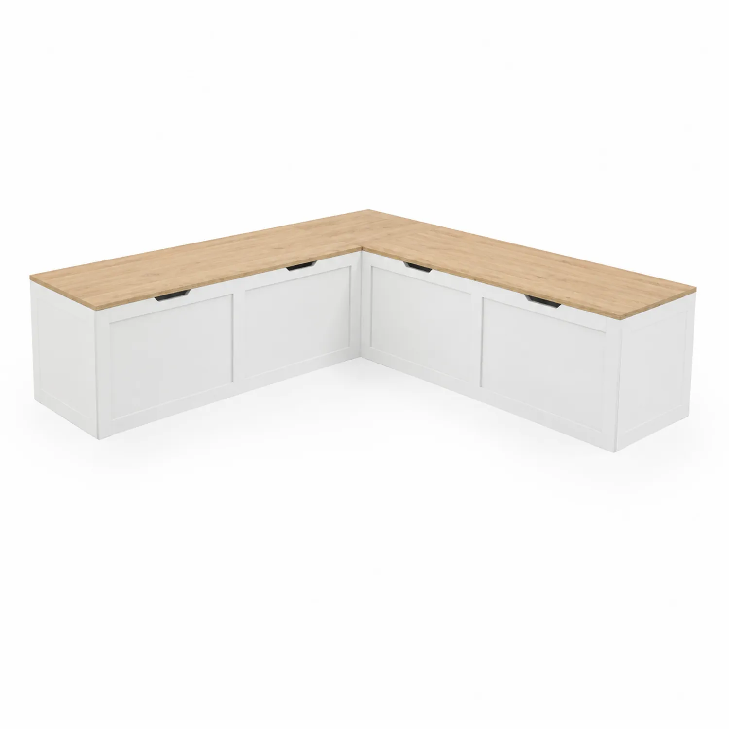 Drewniano-Metalowa Narożna Ławka do Przechowywania, Biały/Naturalny-Velessanest