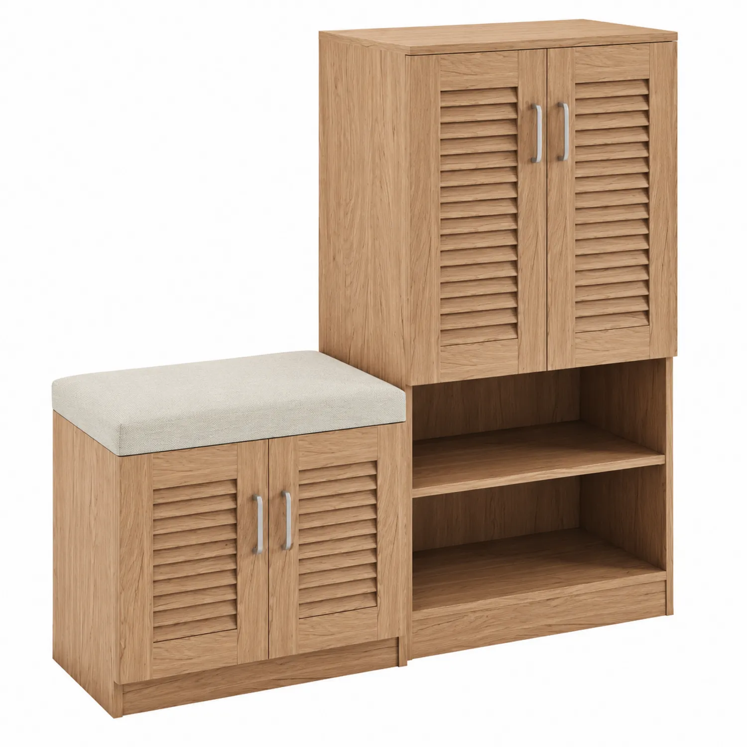 Drewniana szafka na buty z siedziskiem z płyty laminowanej 90x35x120 cm Beżowy/Dąb-Velessanest