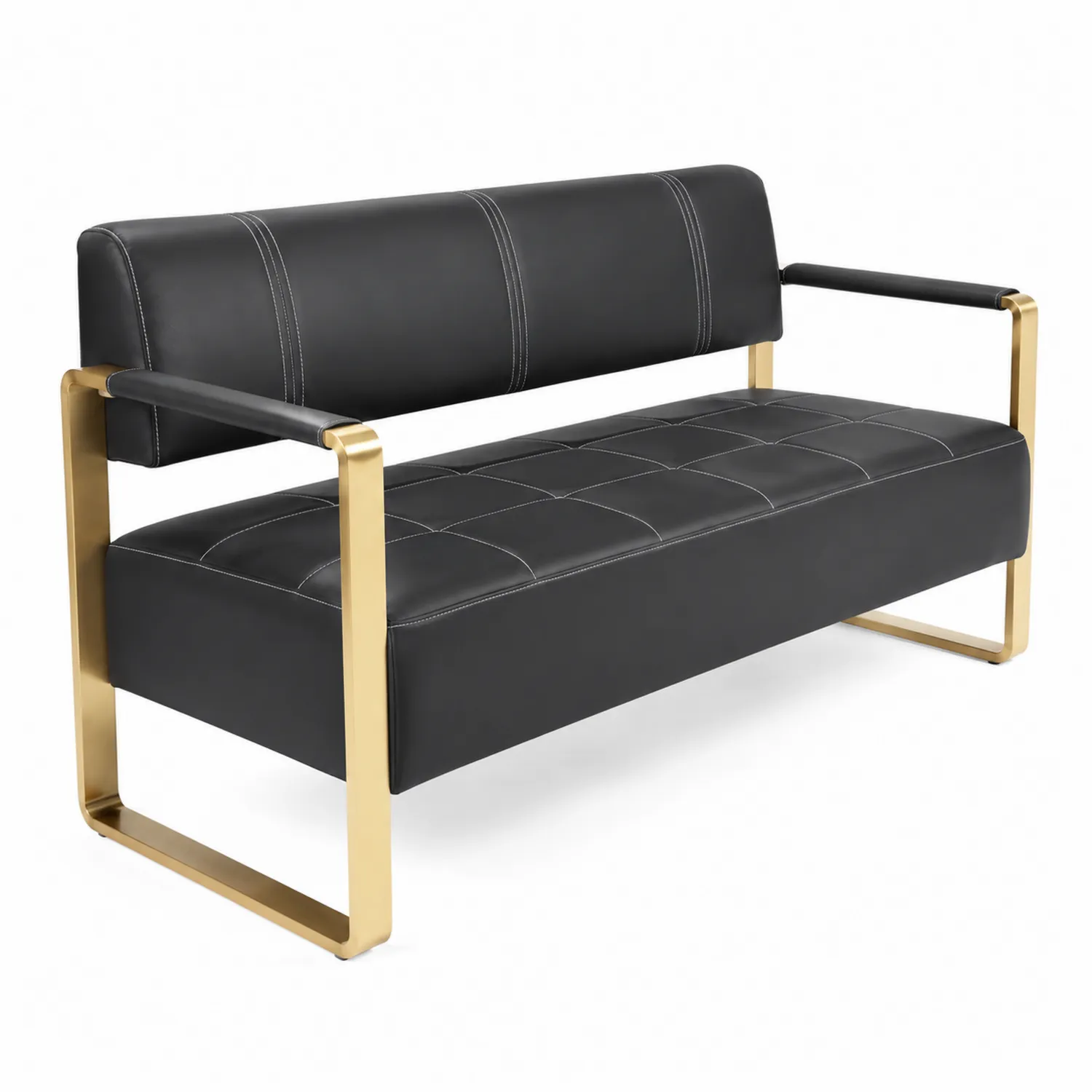 Czarna sofa z ekoskóry ze stalową ramą-Velessanest