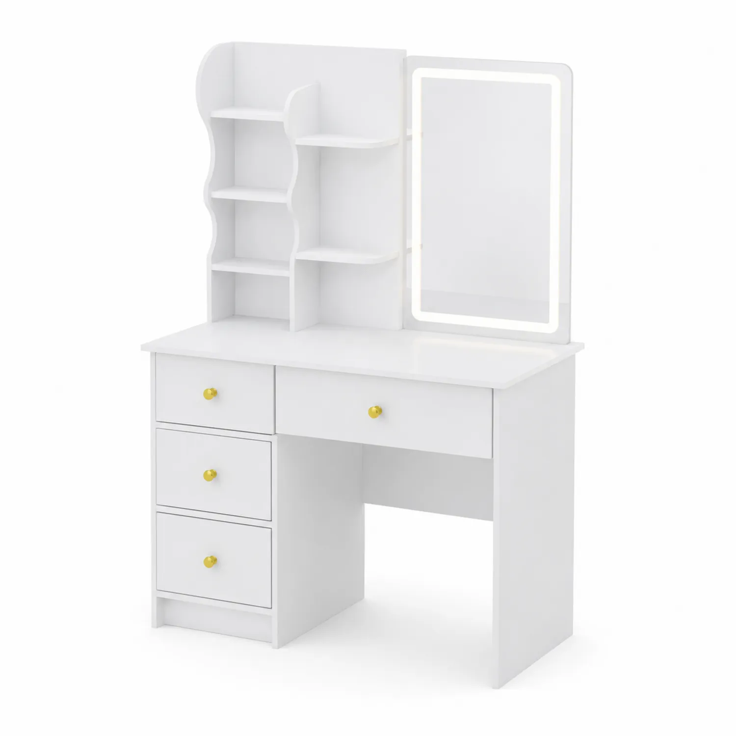 Toaletka z lustrem LED MDF Biały-Velessanest