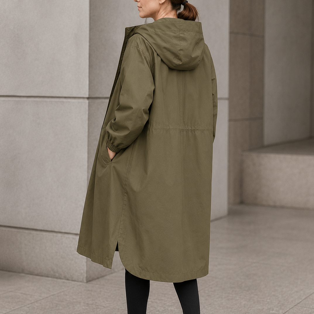 Wasserabweisende Oversize-Regenjacke mit Kapuze und Windbreaker-Funktion