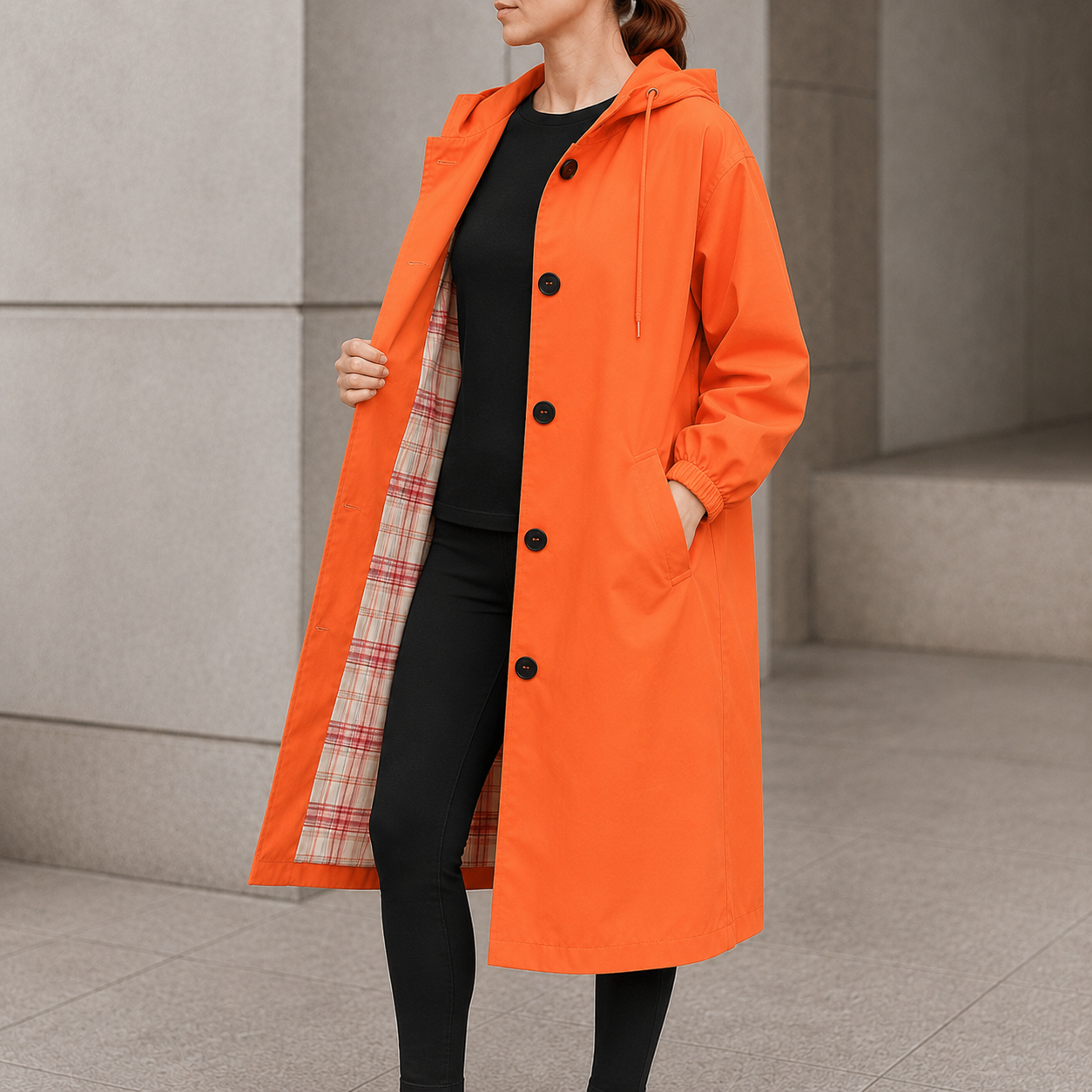 Wasserabweisende Oversize-Regenjacke mit Kapuze und Windbreaker-Funktion