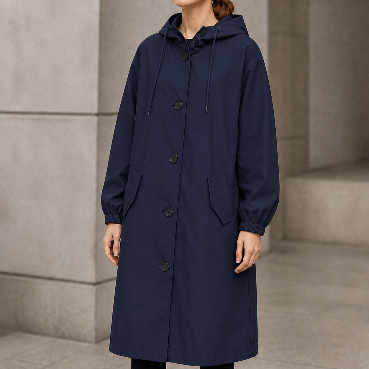 Wasserabweisende Oversize-Regenjacke mit Kapuze und Windbreaker-Funktion