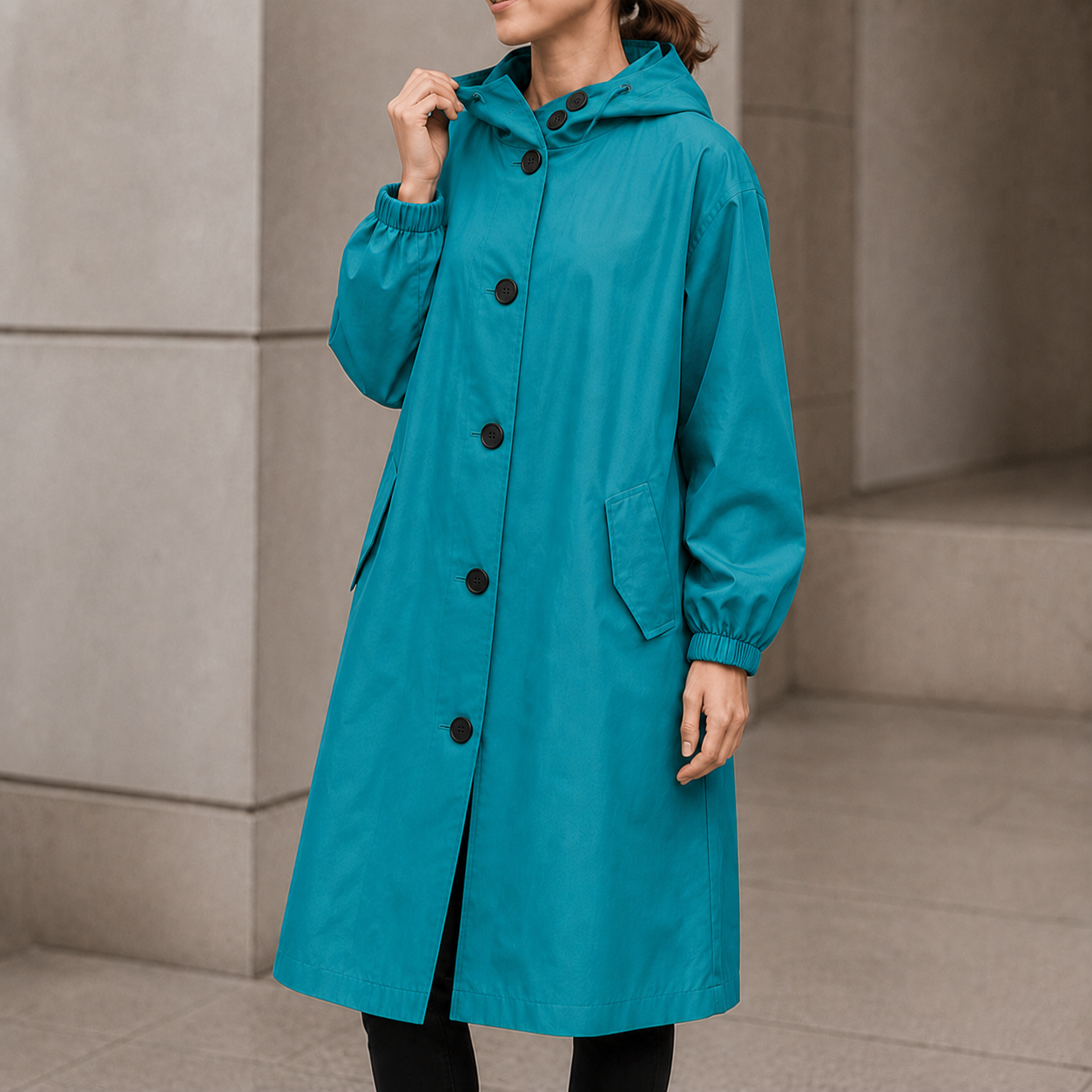 Wasserabweisende Oversize-Regenjacke mit Kapuze und Windbreaker-Funktion