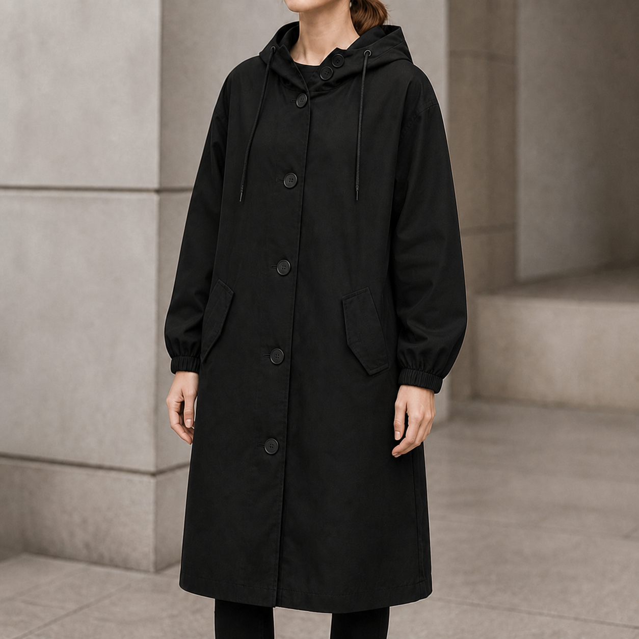 Wasserabweisende Oversize-Regenjacke mit Kapuze und Windbreaker-Funktion