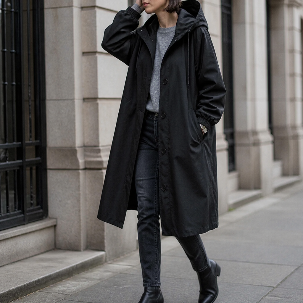 Wasserabweisende Oversize-Regenjacke mit Kapuze und Windbreaker-Funktion