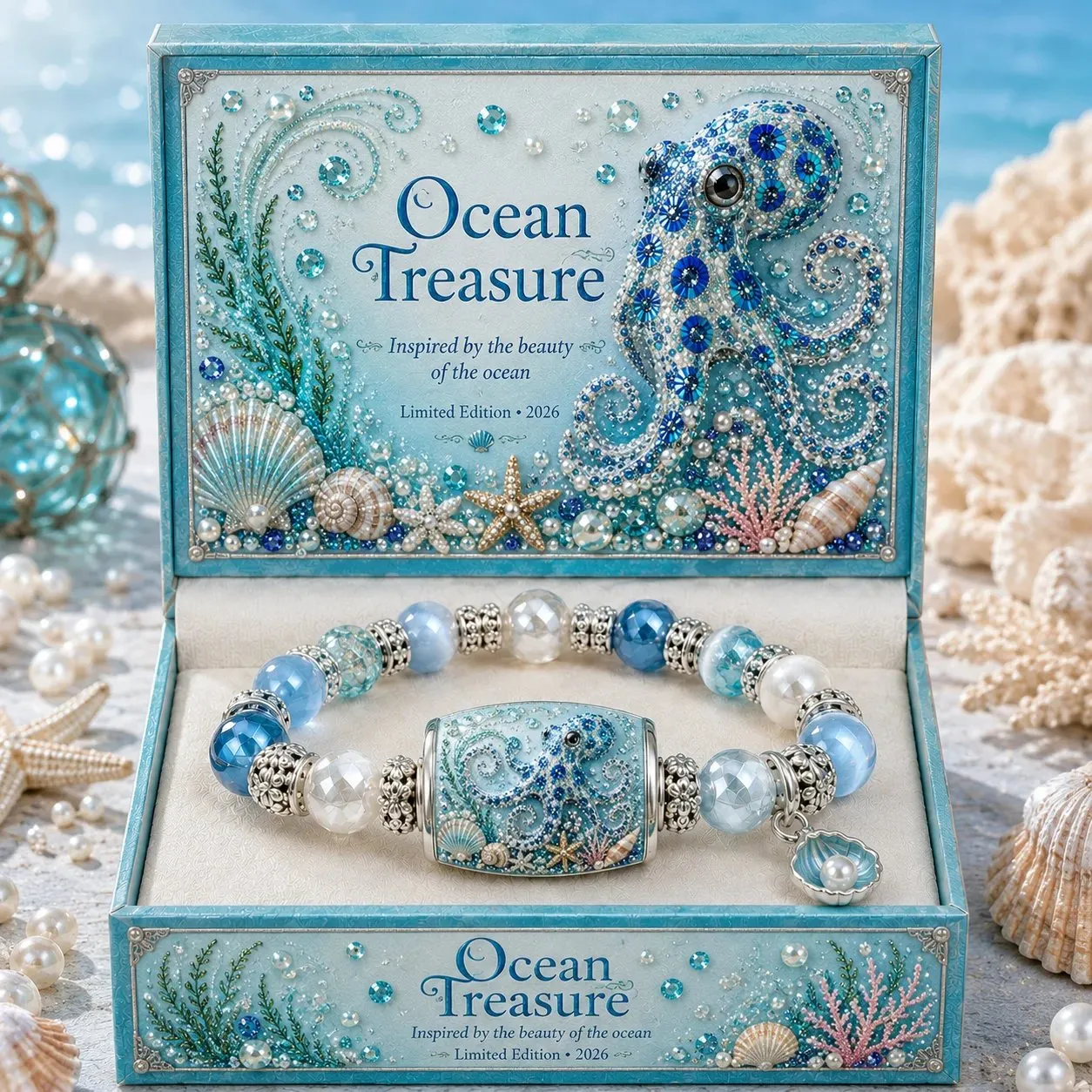 Ocean Theme Charm Bracelet Collection | Blue Beaded Marine Life Jewelry Inspired by the Sea 💙🐚