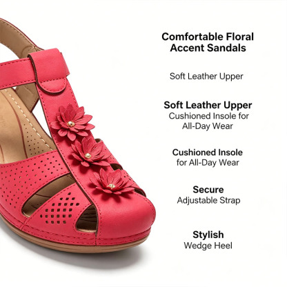 Women’s Floral Wedge Sandals, Breathable Platform Walking Sandals, Adjustable Hook & Loop Non-Slip Casual Summer Shoes for All Day Comfort