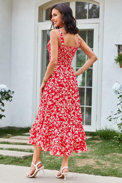 GRACE KARIN Women's 2025 Summer Floral Boho Dress Square Neck Strapped Swing A Line Sundress Beach Long Maxi Outfits