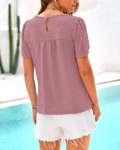 ✨Women's Swiss Dot Lace Crochet Crewneck Boho Short Sleeves(Buy 2 Free Shipping)