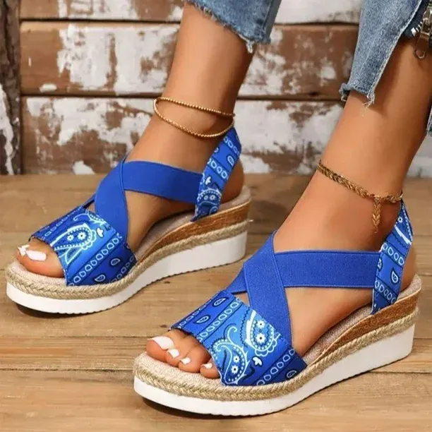 🔥Last Day 70% OFF -Women's Chunky Platform Classic Flat Bottom Slope Heel Sandals