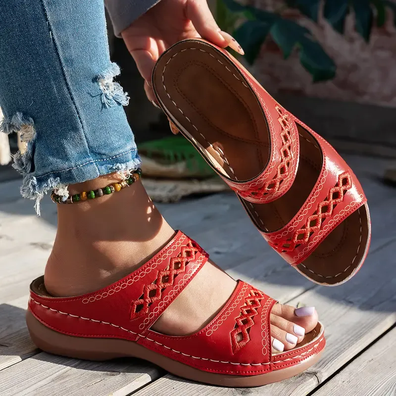 💥LAST DAY SALE 60%  Comfortable Arch Support Slides - Women's Solid Color Sandals - Breathable