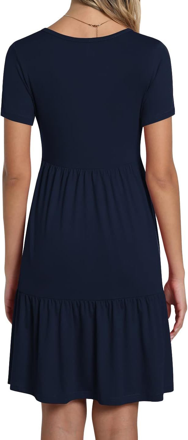 TAOHUADAO 2025 Summer Dresses for Women Short Sleeve Ruffle Casual Sundress with Pockets
