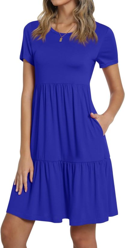 TAOHUADAO 2025 Summer Dresses for Women Short Sleeve Ruffle Casual Sundress with Pockets