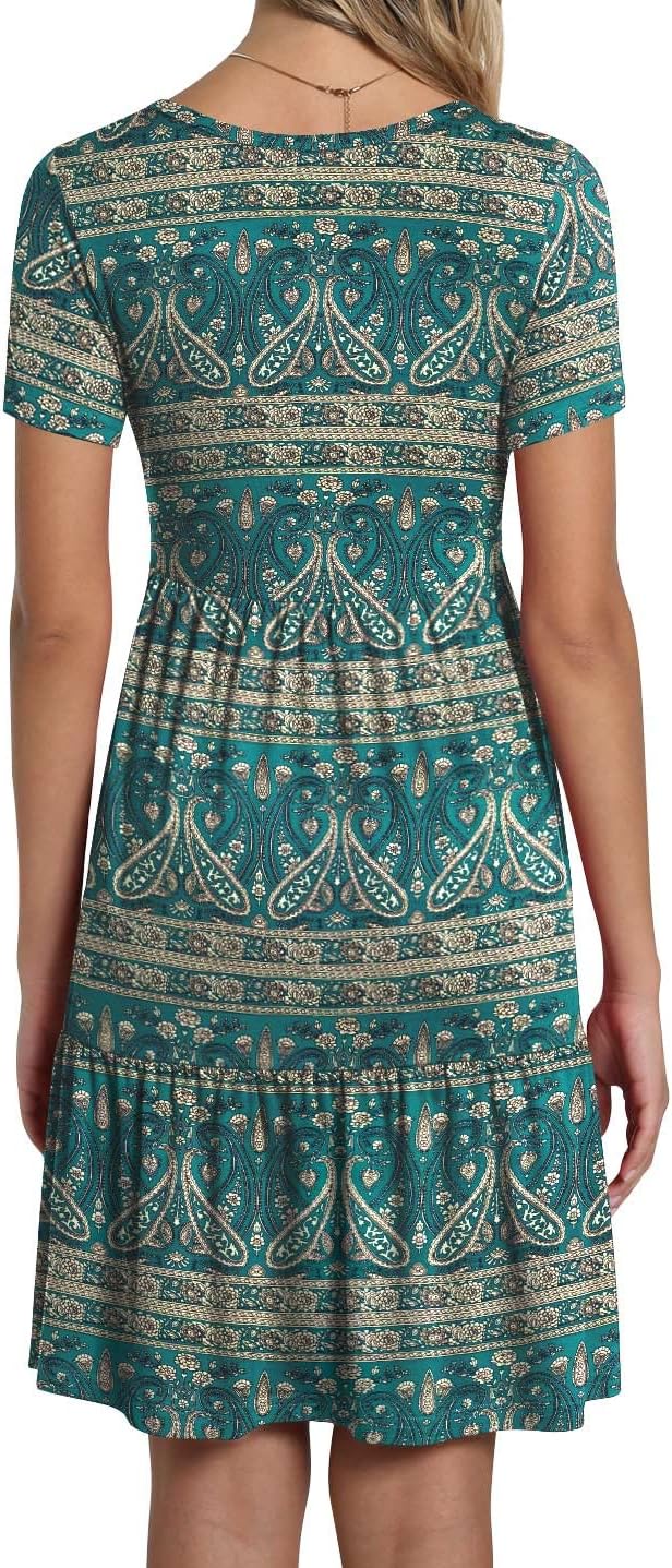 TAOHUADAO 2025 Summer Dresses for Women Short Sleeve Ruffle Casual Sundress with Pockets