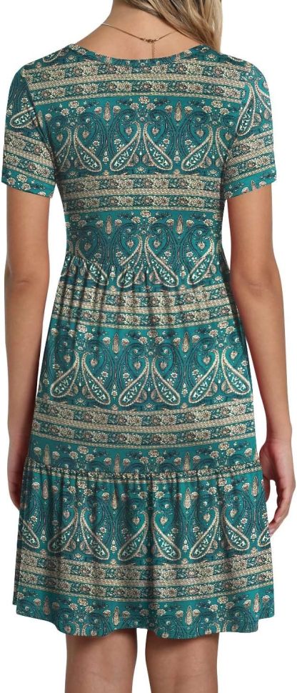 TAOHUADAO 2025 Summer Dresses for Women Short Sleeve Ruffle Casual Sundress with Pockets