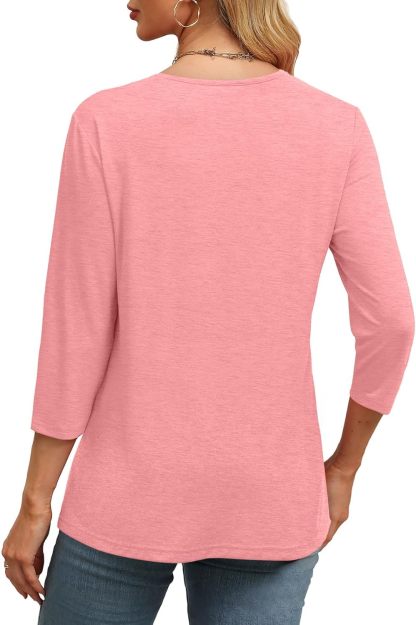 ✨Women's Trendy V Neck 3/4 Long Sleeve Tops Loose Fit Blouse (Buy 2 Free Shipping)