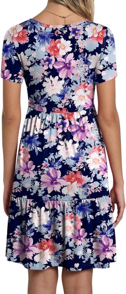 TAOHUADAO 2025 Summer Dresses for Women Short Sleeve Ruffle Casual Sundress with Pockets