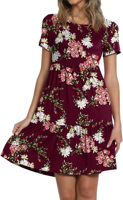 TAOHUADAO 2025 Summer Dresses for Women Short Sleeve Ruffle Casual Sundress with Pockets