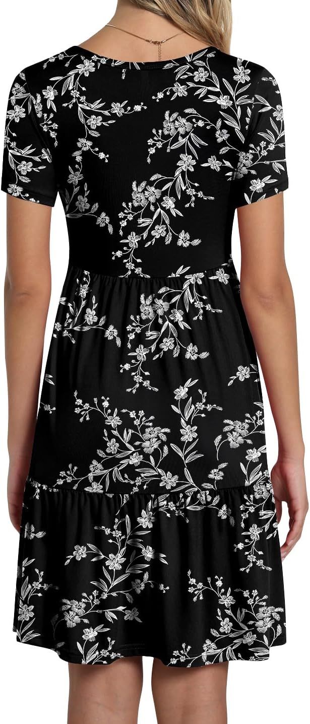 TAOHUADAO 2025 Summer Dresses for Women Short Sleeve Ruffle Casual Sundress with Pockets