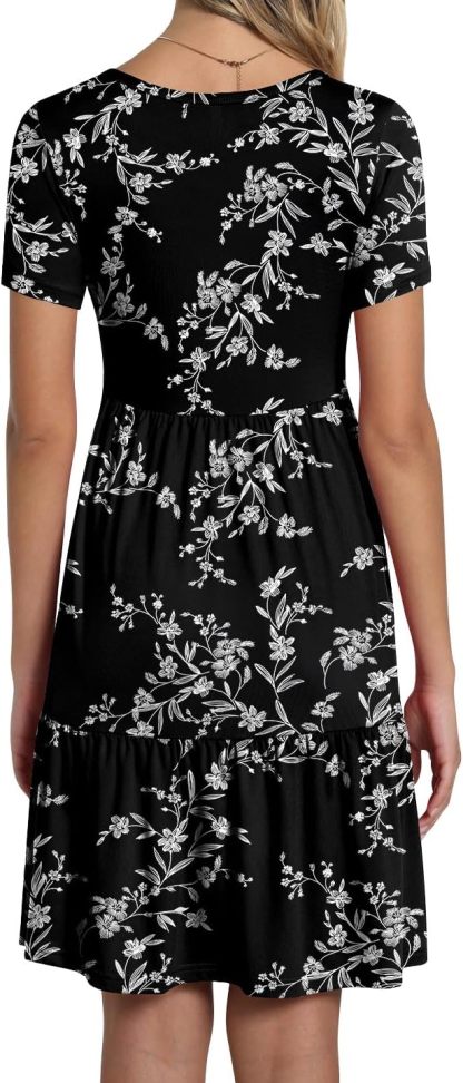 TAOHUADAO 2025 Summer Dresses for Women Short Sleeve Ruffle Casual Sundress with Pockets
