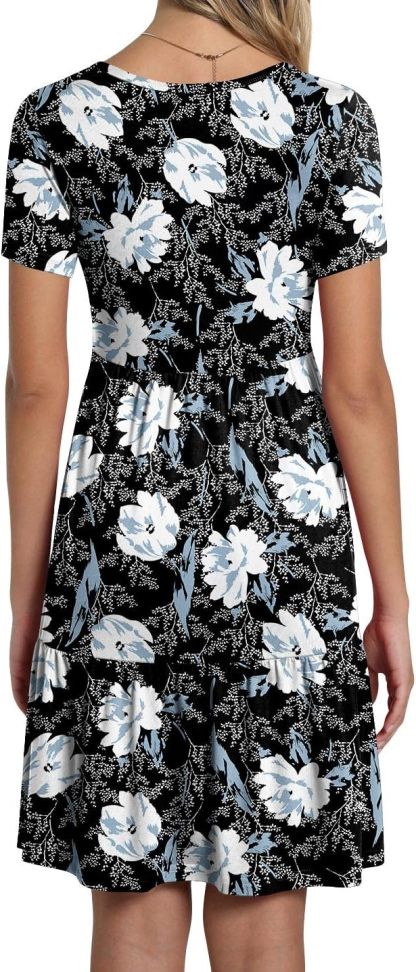 TAOHUADAO 2025 Summer Dresses for Women Short Sleeve Ruffle Casual Sundress with Pockets
