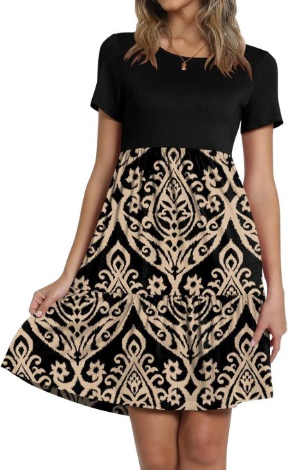 TAOHUADAO 2025 Summer Dresses for Women Short Sleeve Ruffle Casual Sundress with Pockets
