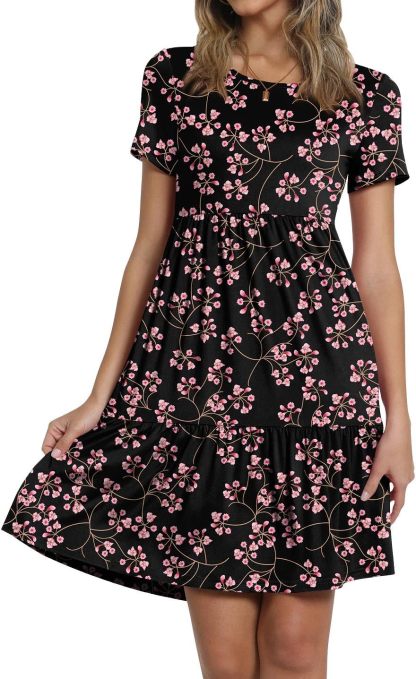TAOHUADAO 2025 Summer Dresses for Women Short Sleeve Ruffle Casual Sundress with Pockets