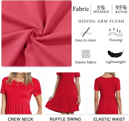 TAOHUADAO 2025 Summer Dresses for Women Short Sleeve Ruffle Casual Sundress with Pockets