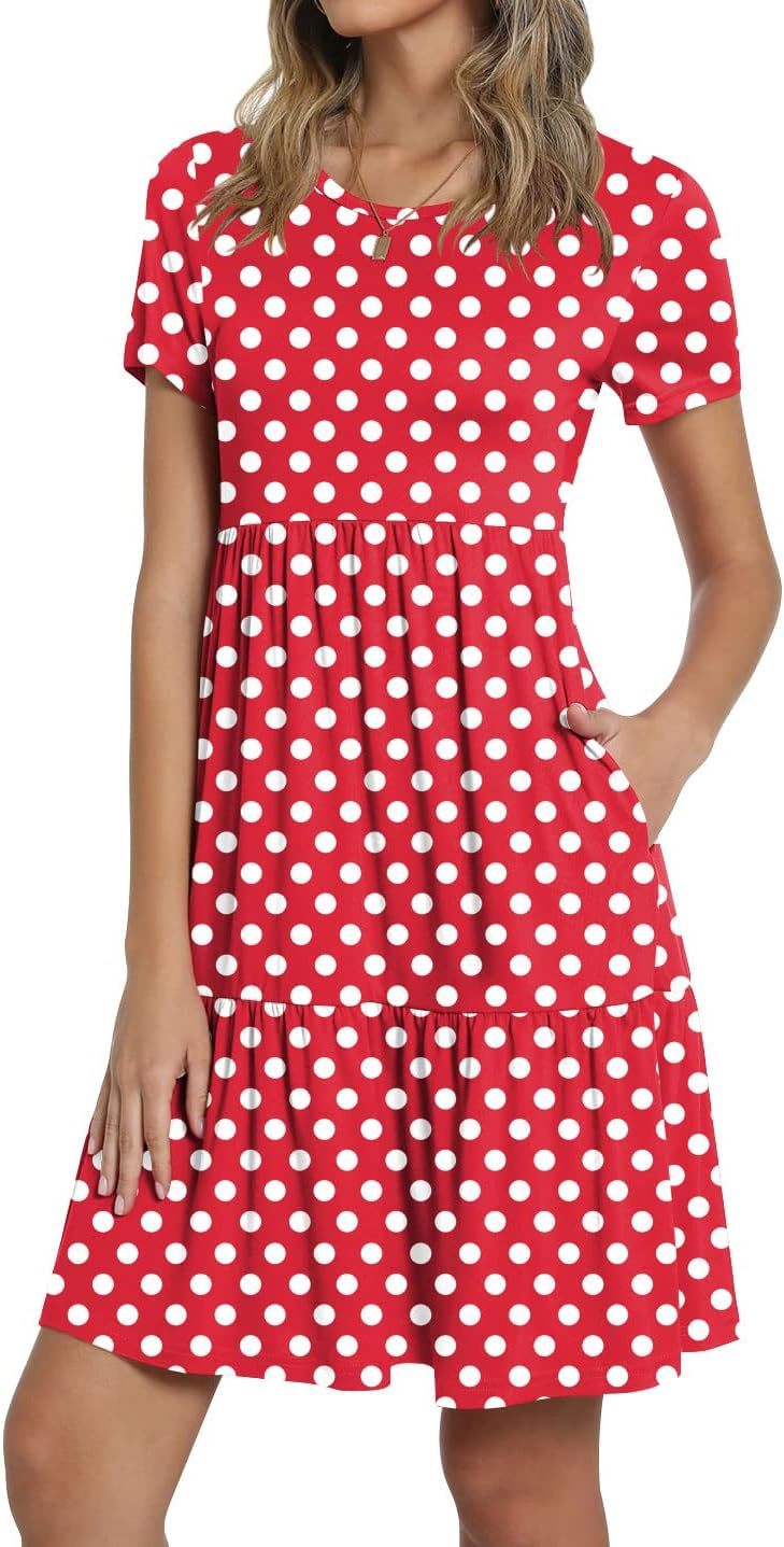 TAOHUADAO 2025 Summer Dresses for Women Short Sleeve Ruffle Casual Sundress with Pockets