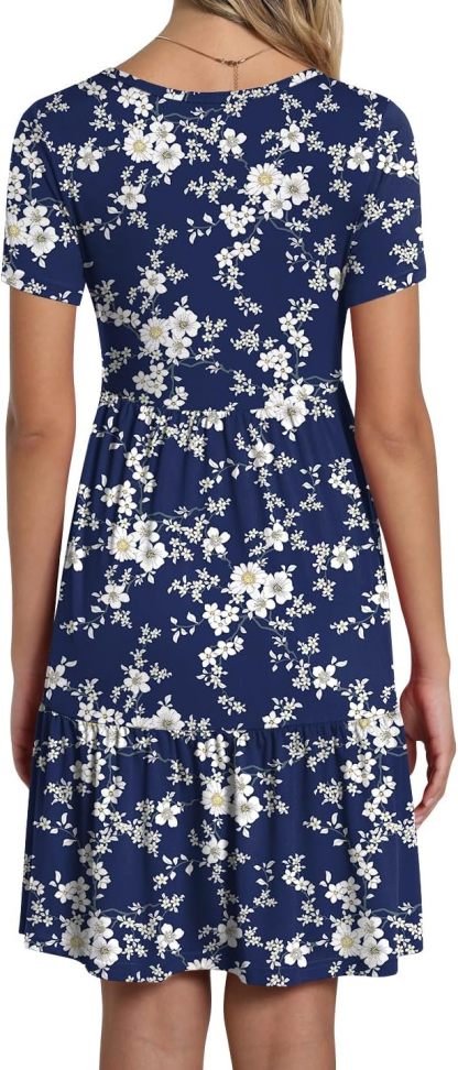 TAOHUADAO 2025 Summer Dresses for Women Short Sleeve Ruffle Casual Sundress with Pockets