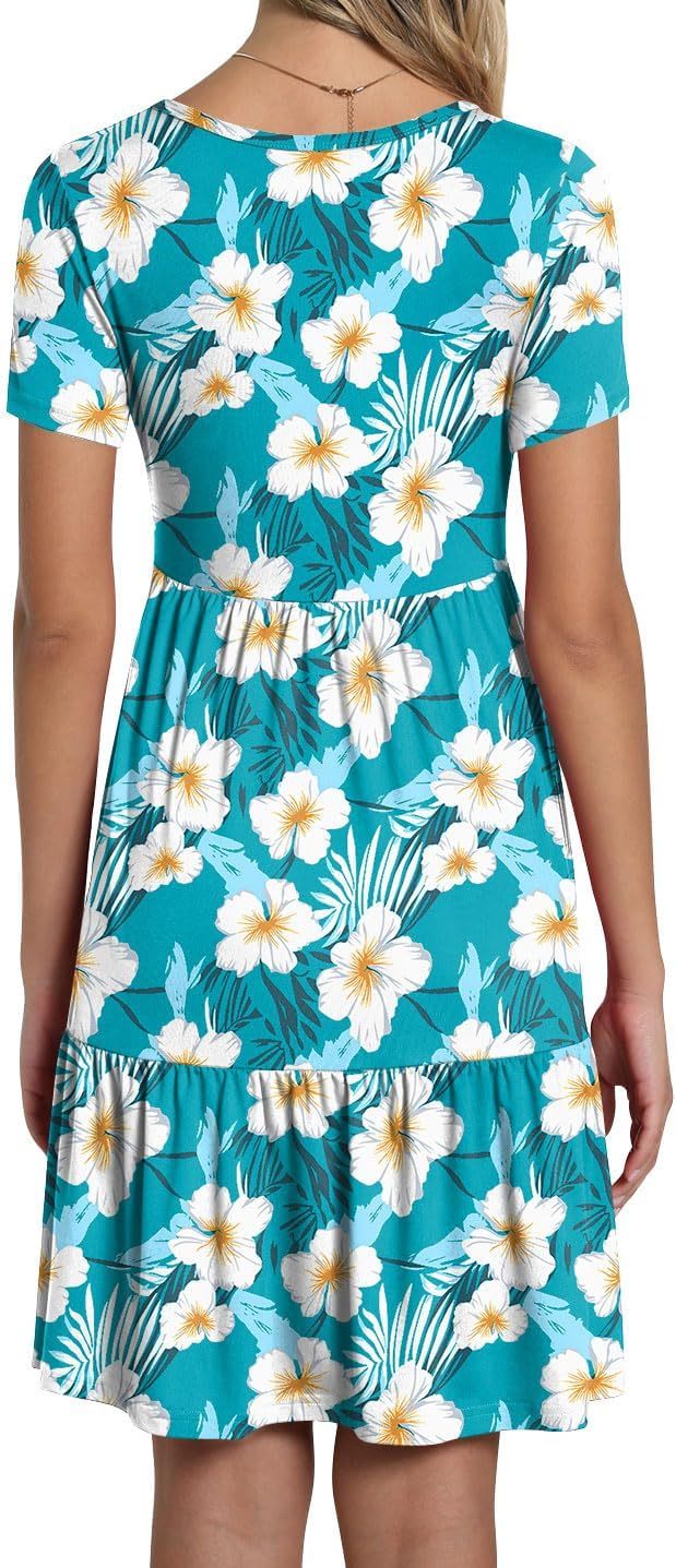 TAOHUADAO 2025 Summer Dresses for Women Short Sleeve Ruffle Casual Sundress with Pockets