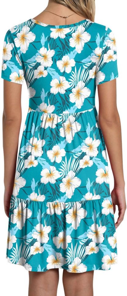 TAOHUADAO 2025 Summer Dresses for Women Short Sleeve Ruffle Casual Sundress with Pockets