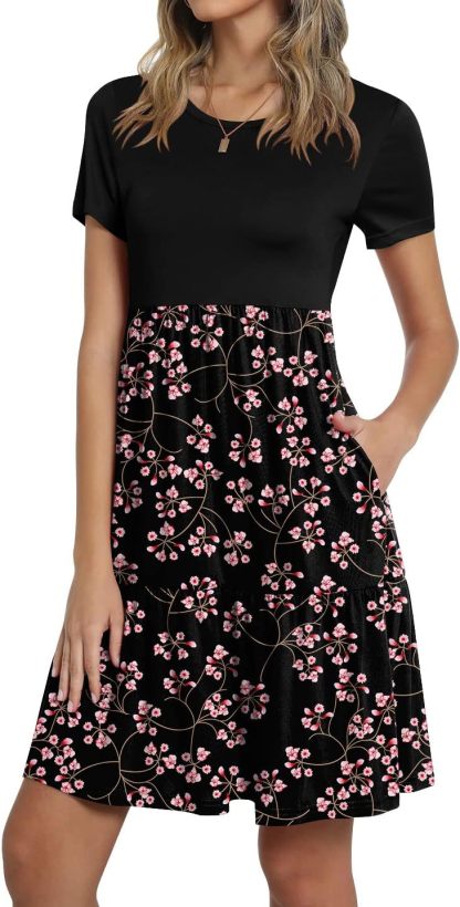 TAOHUADAO 2025 Summer Dresses for Women Short Sleeve Ruffle Casual Sundress with Pockets